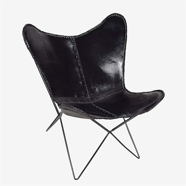 Fåtölj Läder Svart